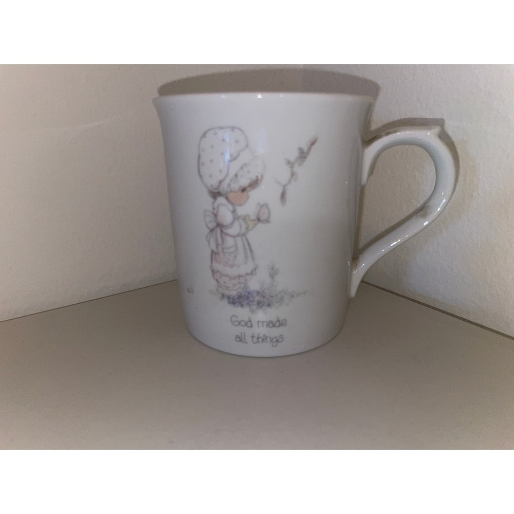 Precious Moments God Made All Things Vintage 1985 Ceramic Coffee Mug White 1980s